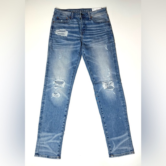 American Eagle Men’s Athletic Fit Distressed Blue Jeans Size- 30 X 34 - Picture 1 of 8